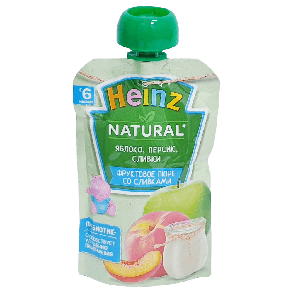 Пюре Heinz яблоко персик сливки с 6 м, 90г
