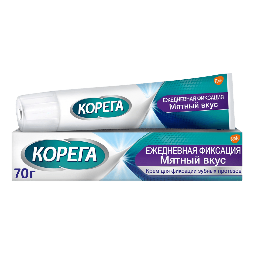 Korega Yezhednevnaya fiksatsiya myatnyy dlya fiksatsii zubnykh protezov krem, 70 g