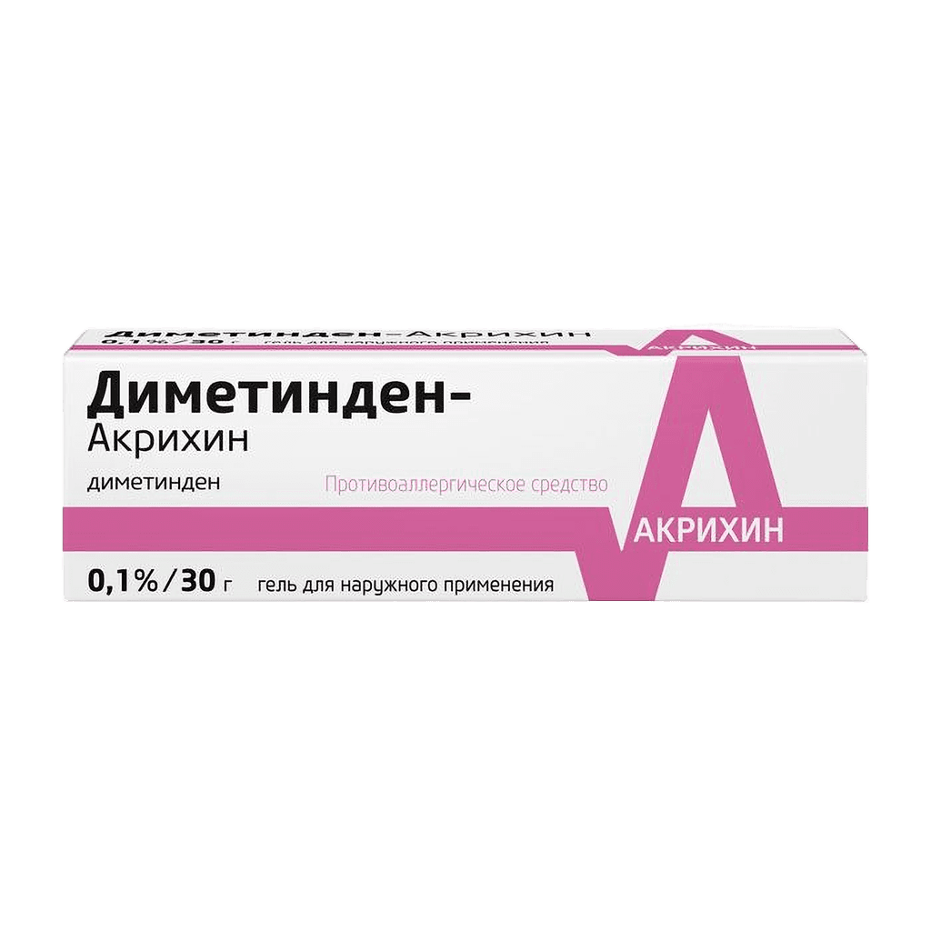 Диметинден-Акрихин, 0,1%, 30 г, гель