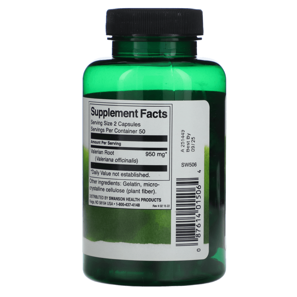 Valeriana ildizi (Swanson Valerian Root), 475 mg, caps. №100
