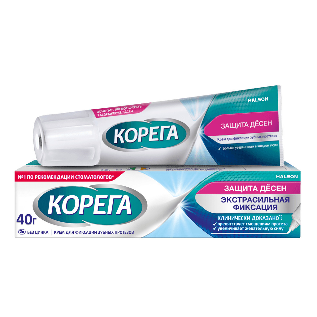 Korega Zashchita Desen dlya fiksatsii zubnykh protezov krem, 40 g